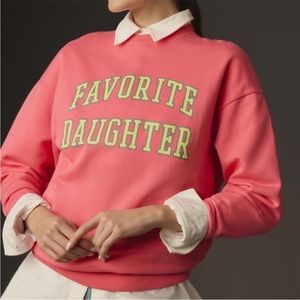 NWT Favorite Daughter Collegiate Cotton Sweatshirt Neon Pink - medium